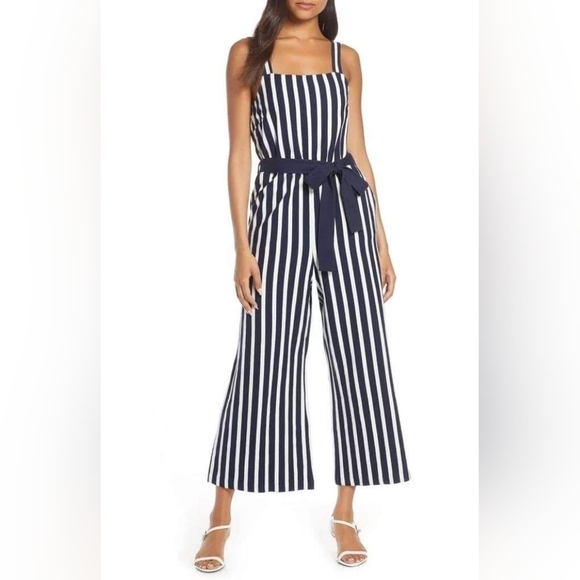 J.Crew Knit Tie Waist Stripe Jumpsuit Size 2 - Picture 1 of 10